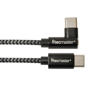 Tecmaster - Cable Tipo C 2.0 A Tipo C 2.0 - Reforzado 60W-Conector 90° 1.5 Mts