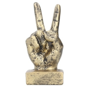 Escultura De Resina Con Gesto De Dedo, Estatua Creativa, Adorno Para Estantería De Escritorio, Oficina En Casa, Decoración De Bronce