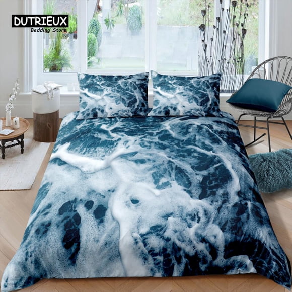 x2162 Bed SheetsHome Living Luxury Seawater Bedding Set The Sea Duvet Cover Pillowcase and EU/US/AU/UK Size Comforter Bedding 3-Piece Bedding Set (1 Duvet Cover + 2 Pillow Shams) nj2162