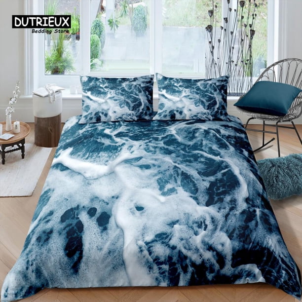 x2162 Bed SheetsHome Living Luxury Seawater Bedding Set The Sea Duvet Cover Pillowcase and EU/US/AU/UK Size Comforter Bedding 3-Piece Bedding Set (1 Duvet Cover + 2 Pillow Shams) nj2162