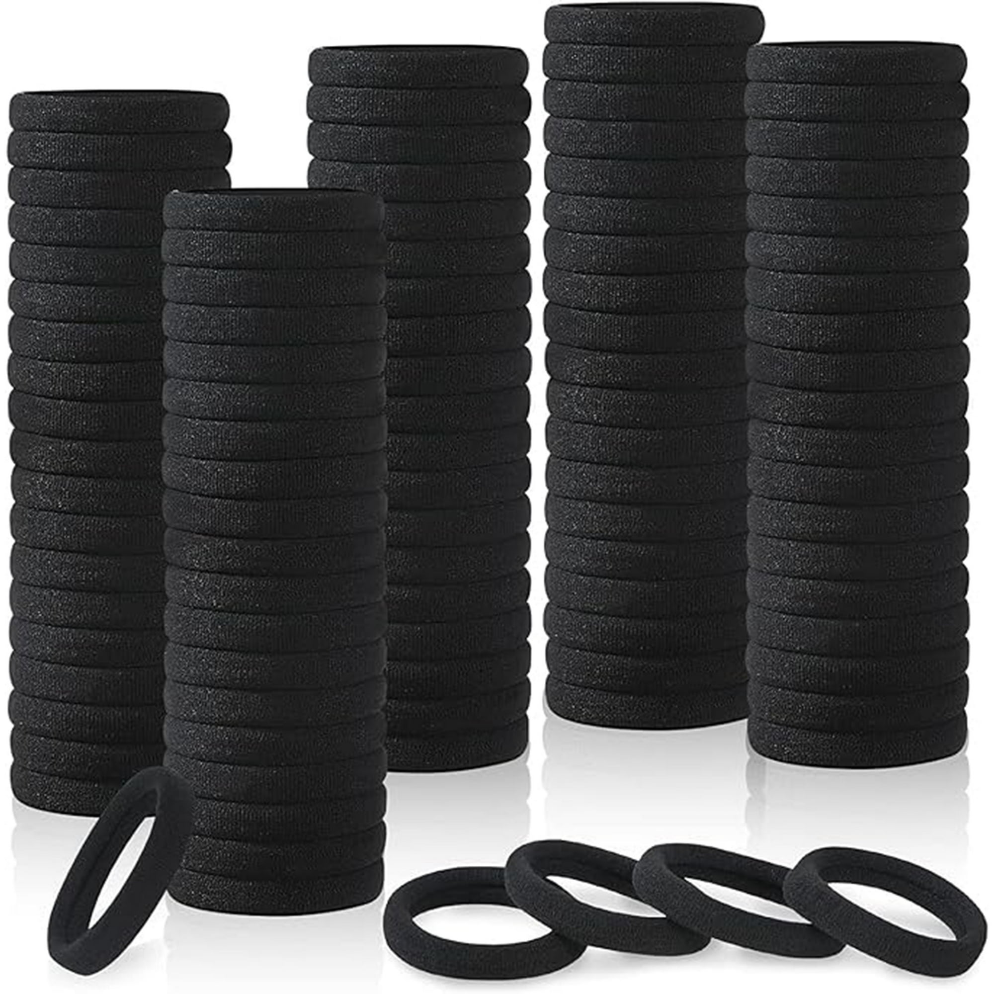 Veatool - 100 Pcs Ligas Para Cabello Elásticas, Donas Para El Cabello Mujer, Scrunchies Para Cabello Sin Costura, Lazos De Pelo De Algodón Para Coleta, Accesorios Para El Cabello Para Niña Y Mujer (negro)