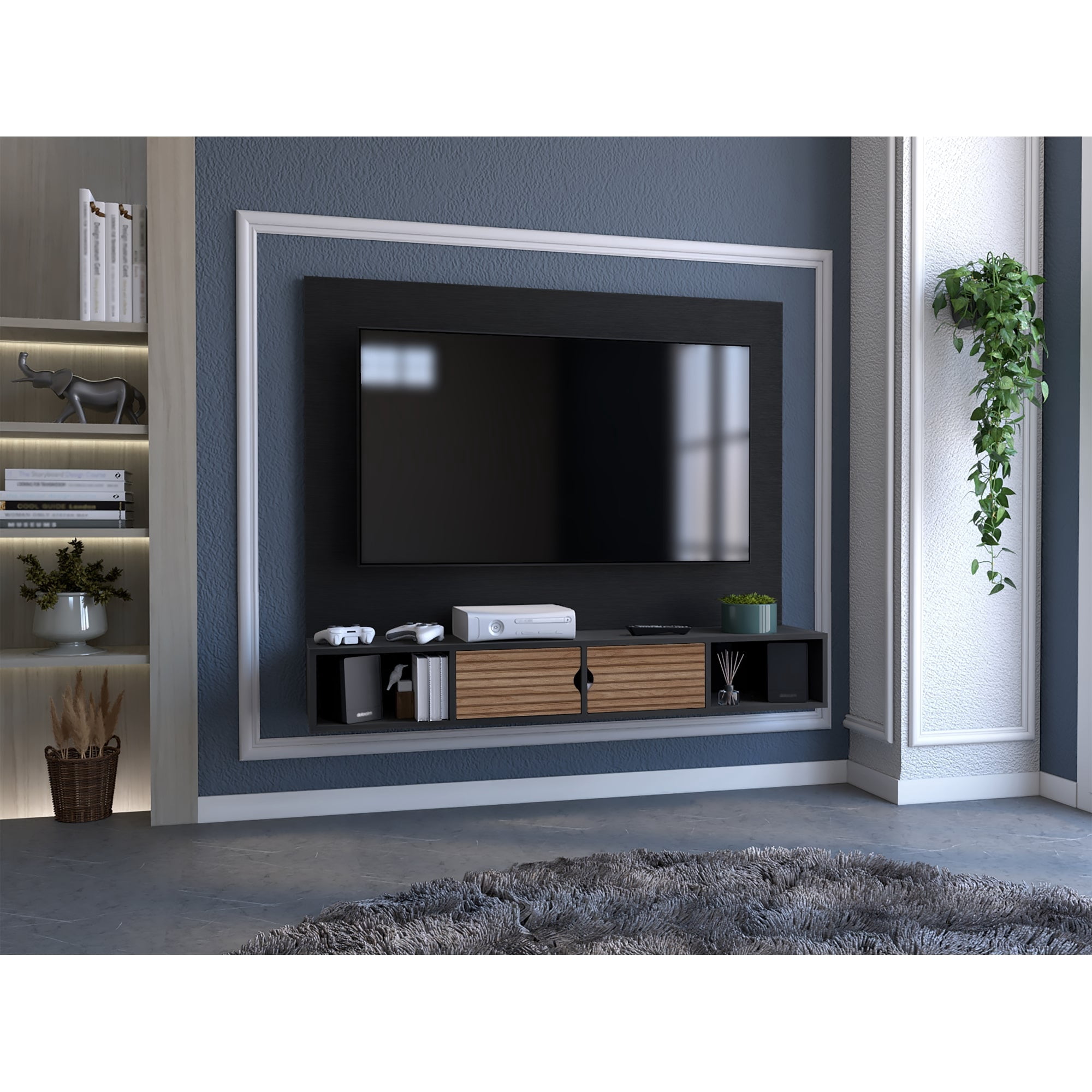 Tuhome - Panel Tv 60" Montpellier Wengue 120x142x31,5 Cm