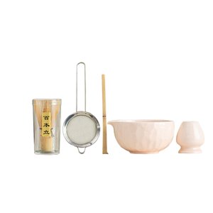 Magideal - 5 Piezas Matcha Set, Matcha Watch With Sporter Para Amantes Del Té, Tazón De Cerámica De Bambú Con Cuchara De Cerámica Con Sout Té Herramientas Rosa