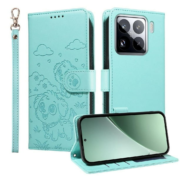 Funda Billetera FOXDOCK Compatible con Xiaomi 15 Pro, Diseño Perrito Tierno, Ranuras para Tarjetas y Soporte Plegable
