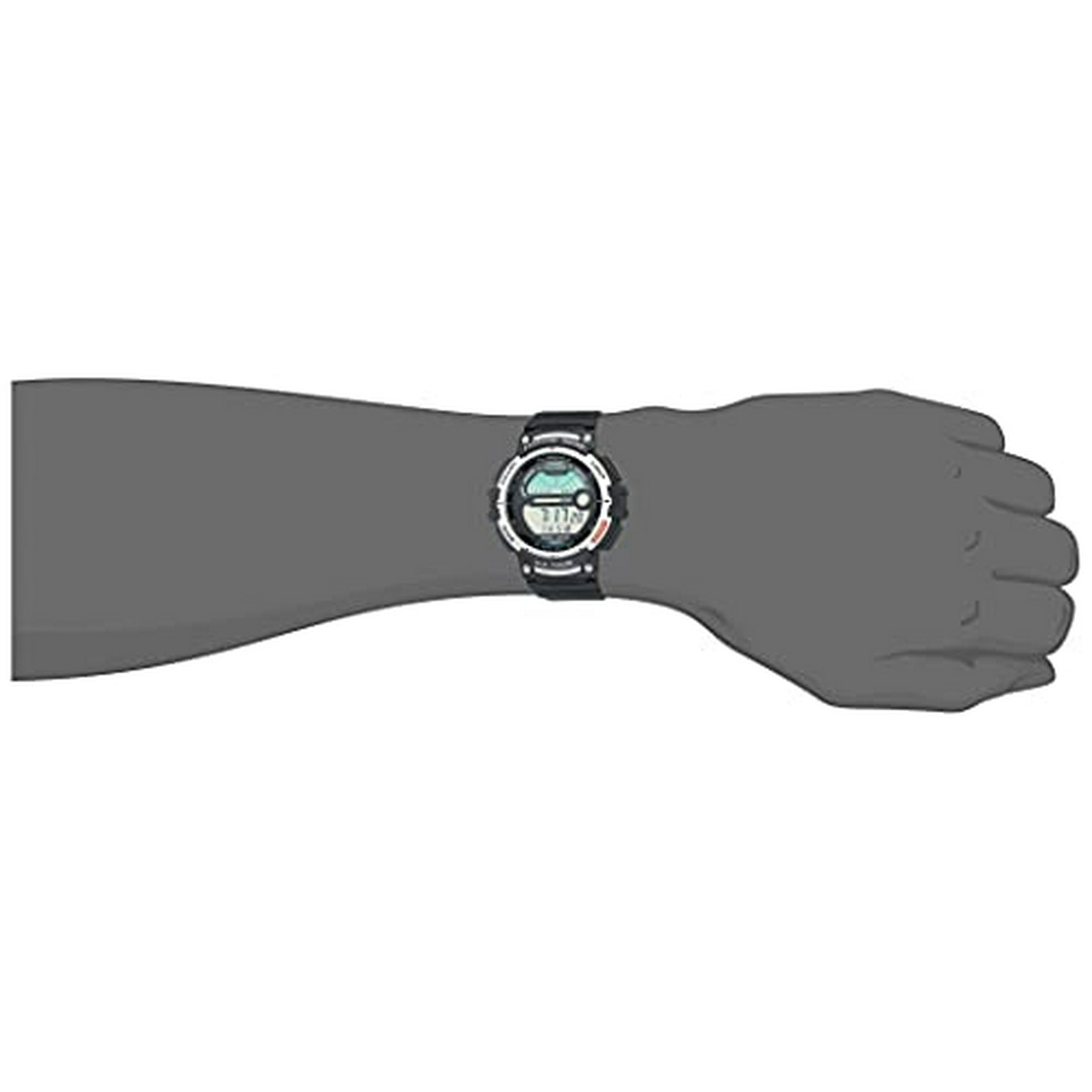 Reloj De Cuarzo Casio Temporizador De Pesca Para Hombre Correa De Resina Negro 24.1
