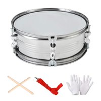 Magideal - Tambor De 13 Pulgadas Con Correa Para El Hombro Instrumento De Percusión De Tambor Musical Portátil De Aprendizaje Musical Para Niños Regalos Para Pri Plata Monofónica