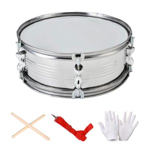 Magideal - Tambor De 13 Pulgadas Con Correa Para El Hombro Instrumento De Percusión De Tambor Musical Portátil De Aprendizaje Musical Para Niños Regalos Para Pri Plata Monofónica