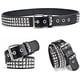 thumbnail image 2 of Cinturón con tachuelas, cinturón de cuero punk con cuentas cuadradas piramidales de metal de 3 filas, cinturón de jeans con tachuelas para mujeres y hombres., 2 of 7
