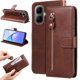 thumbnail image 1 of Funda tipo cartera para Infinix smart 10 4G con bolsillo con cremallera y ranuras para tarjetas – Función de soporte Marrón, 1 of 5