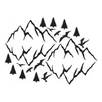 Rienda Libre Graphics - Decomural Mountains Trees Birds Set Ws-44178