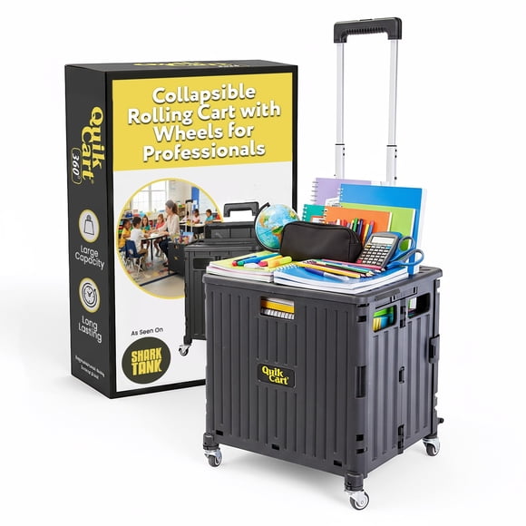 Rolling Crate Debest Products Quik Cart 360 con asiento de 360 L, color negro