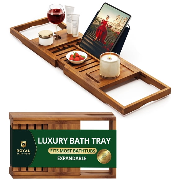 Bandeja de baño plegable de bambú expandible ROYAL CRAFT WOOD