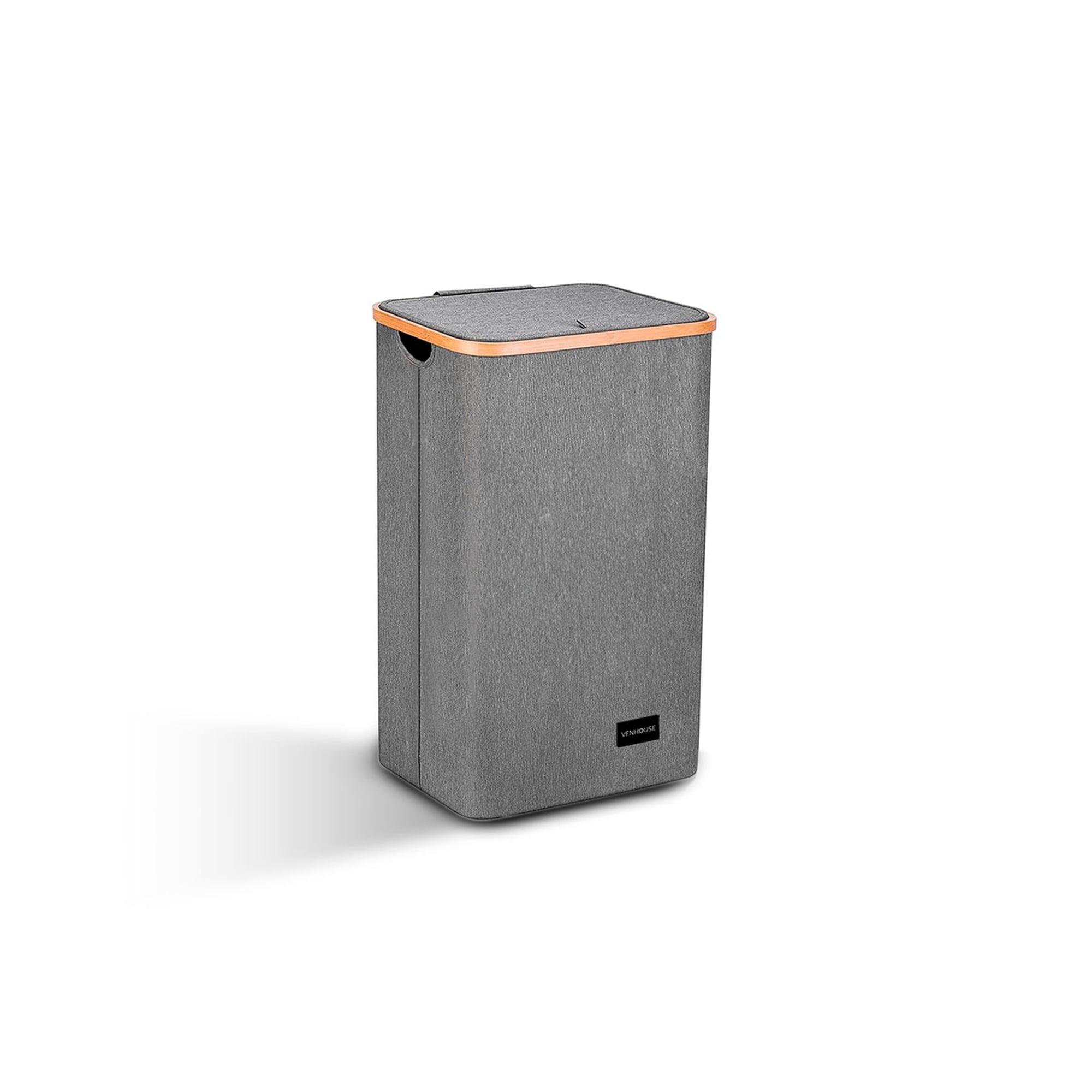 Venhoouse Cesta Canasto Ropa Sucia Plegable Borde Bambú 100l Gris