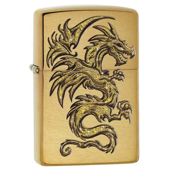 Mechero de bolsillo Zippo Dragon Design en latón cepillado