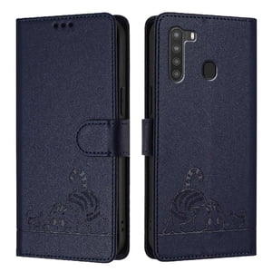 Funda Tipo Cartera Foxdock Para Samsung Galaxy A21 Con Soporte, Ranuras, Rfid, Diseño De Gato