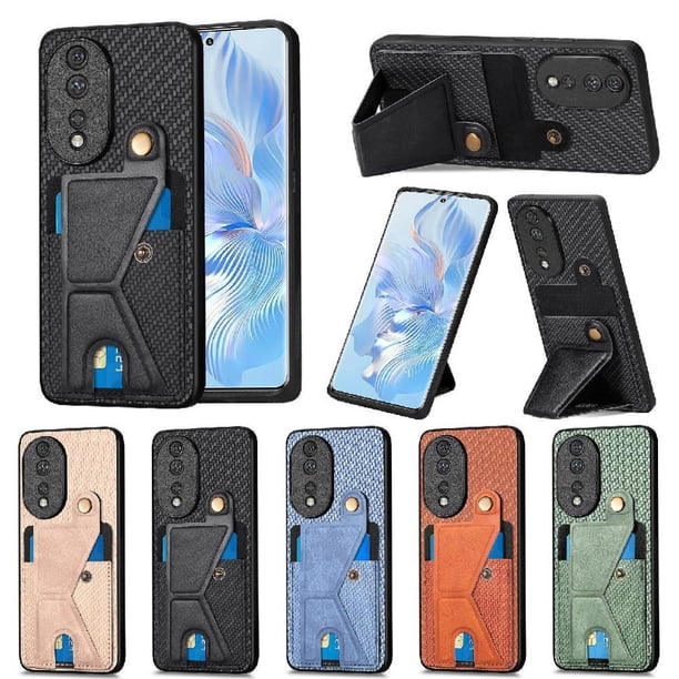 Funda Resistente para Honor 80 con Tarjetero y Soporte, Diseño Magnético Negro