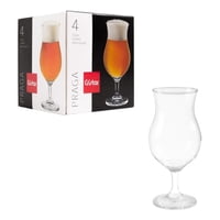 Genérico - Set 4 Copas Vidrio Cerveza Praga 442Cc Cristal Cocina