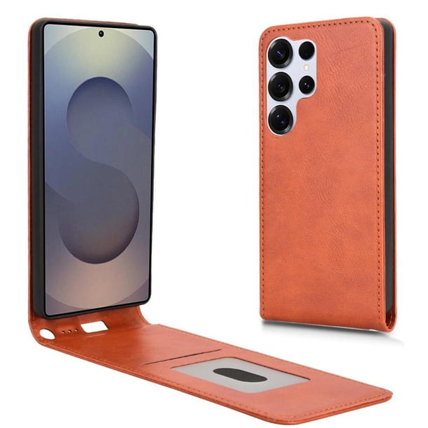 Funda tipo folio para Samsung Galaxy S25 Ultra con soporte magnético y protección para la cámara Marrón