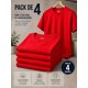 thumbnail image 2 of Pack 4 Poleras Basicas Cuello Redondo 100% Algodon 200g Rojo M Lisa, 2 of 3