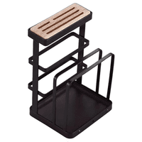 Genérico - Soporte Para Tapas De Ollas 2 En 1 Estante Para Cuchillos Negro