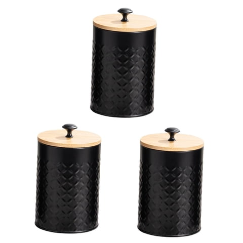Bothyi - Juego De 3 Recipientes Para Café, Té, Azúcar, Cocina, Para Té, Dulces, Harina, Color Negro