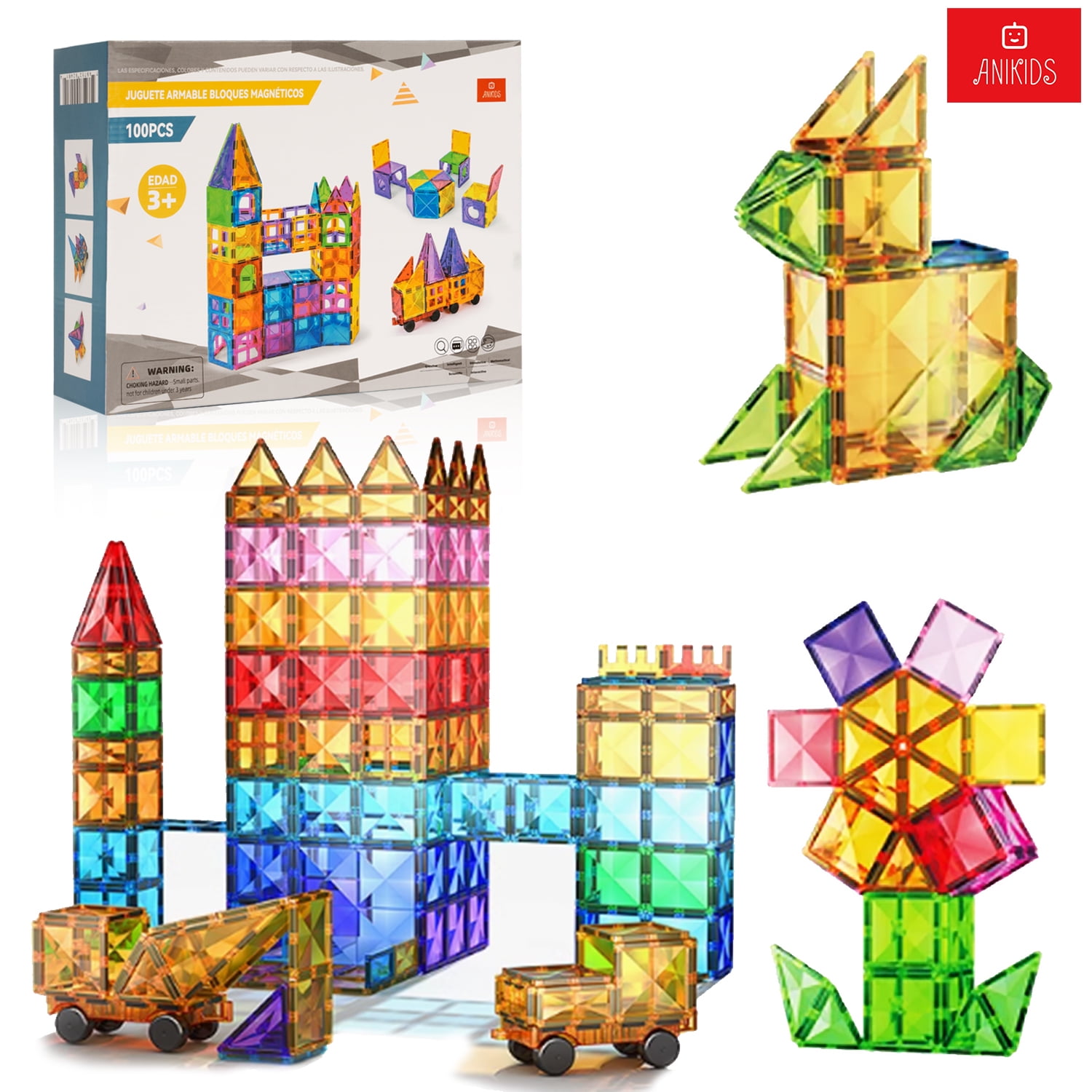 Anikids - Bloques Magneticos Construccion Juguete Armable Niños 100pcs
