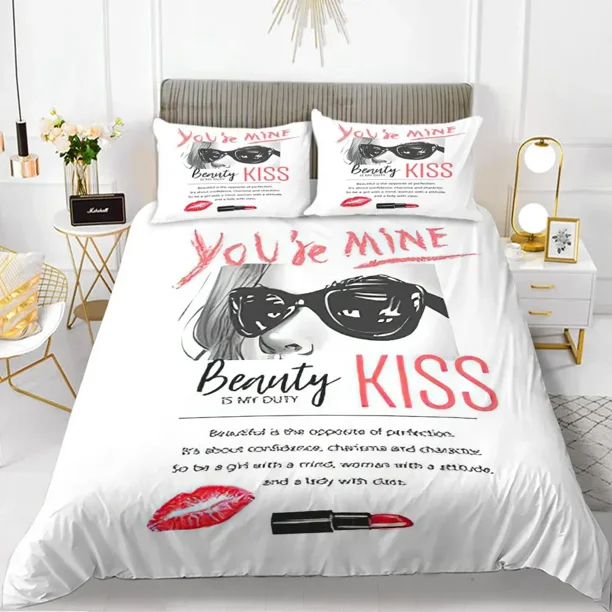 x789 Bed SheetsFashion Girl Duvet Cover European and American Modern Trend Girly Bedding Set for Teens /Polyester Quilt Cover 3-Piece Bedding Set (1 Duvet Cover + 2 Pillow Shams) nj789