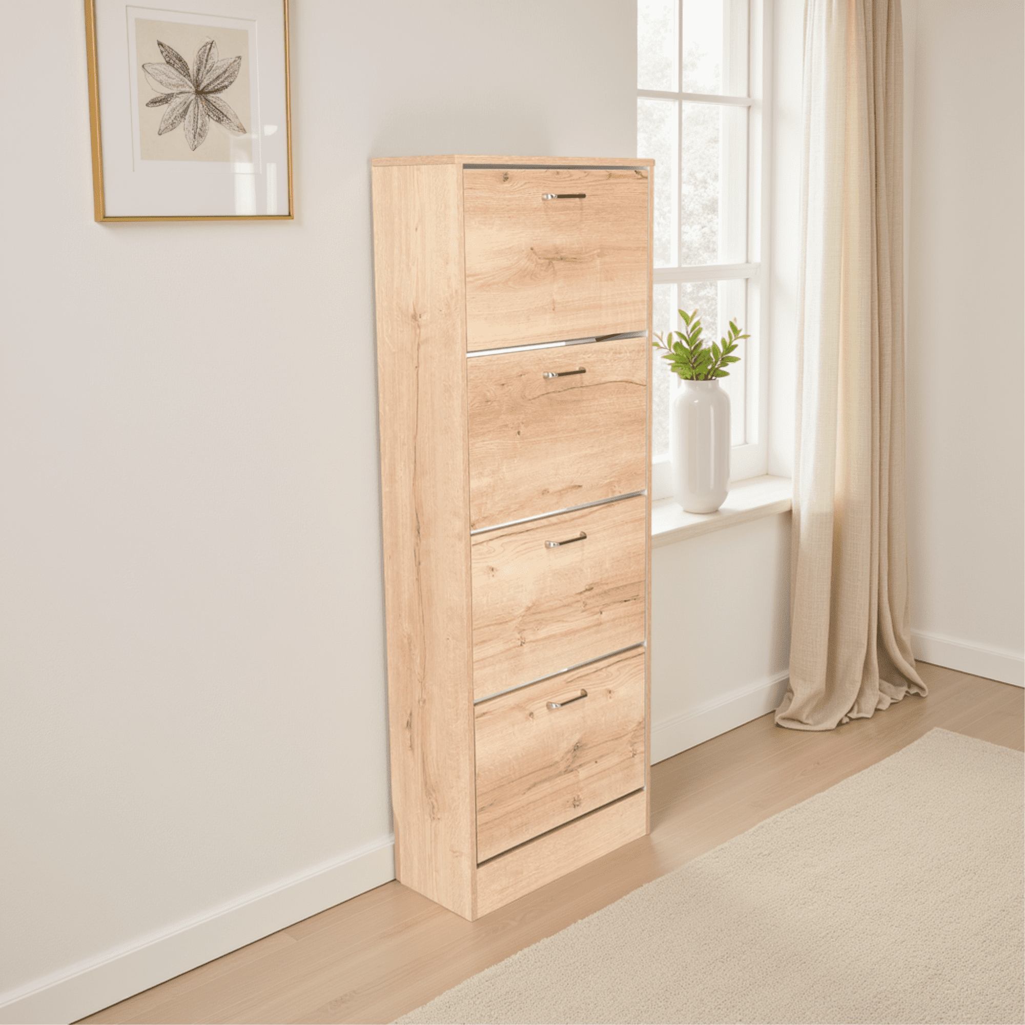 Tuhome - Zapatero Organizador Z-51 Duna Y Blanco 140x51x23 Cm