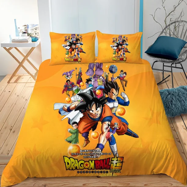 Japanese Anime Dragon Ball Duvet Cover Bedding Sets for Boys Kids Teens Quilt Cover Pillowcases Children Christmas Gift Bed Sheets