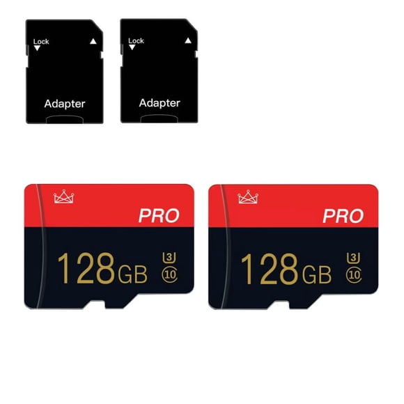 Paquete de 2 tarjetas micro SD de 128 GB con adaptador, tarjeta de memoria de alta velocidad, Clase 10 A1, TF para cámara/cámara de tablero/smartphone/tablet/dron (128 GB × 2)