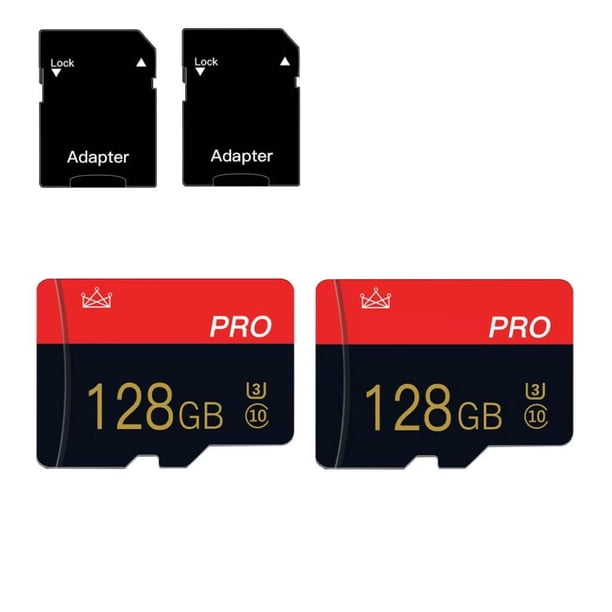 Paquete de 2 tarjetas micro SD de 128 GB con adaptador, tarjeta de memoria de alta velocidad, Clase 10 A1, TF para cámara/cámara de tablero/smartphone/tablet/dron (128 GB × 2)
