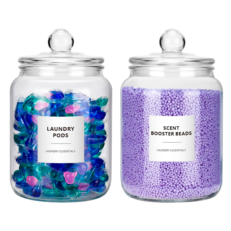 Wakeshome - Set 2 Contenedores De Detergente 2Lt Frascos Vidrio Con Tapa