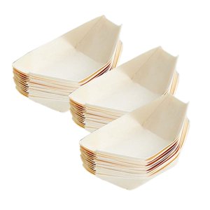 Bothyi - Bandejas Desechables Para Servir Barcos De Madera, Contenedor De Comida Para Bodas, Multiusos, 8,5 Cm X 5,5 Cm, 50 Uds.
