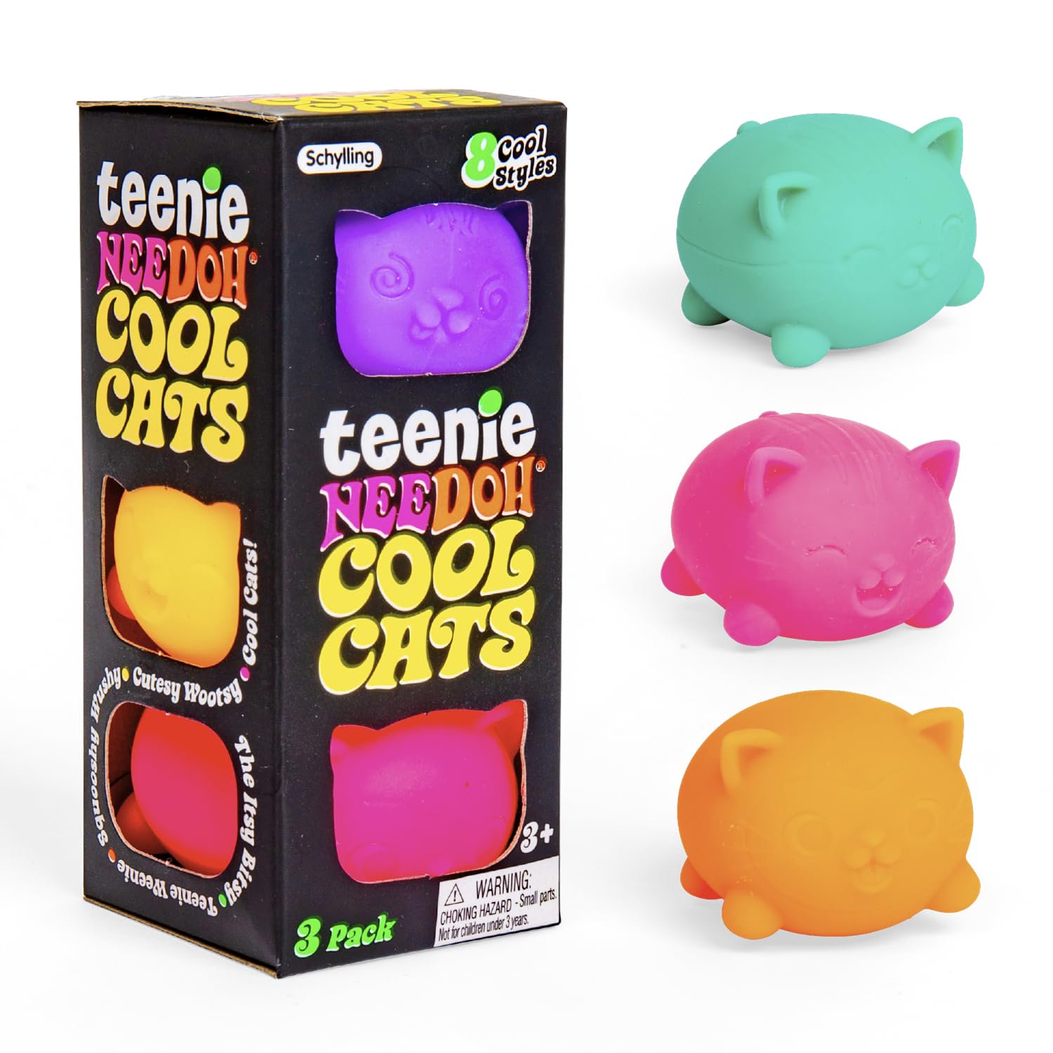 Juguete Sensory Squeeze Toy Schylling Needoh Teenie Cool Cat, Paquete 1
