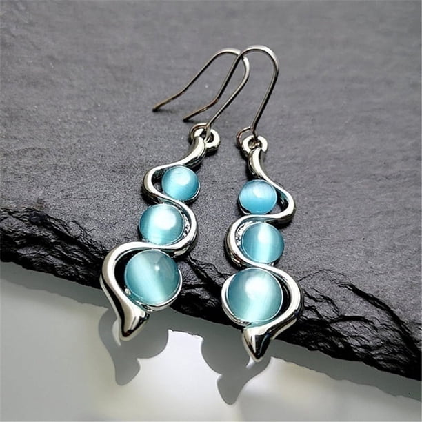 Sapphire Blue Plastic Drop Earrings - Perfect Anniversary Gift for Her - Silver Hoop Earrings