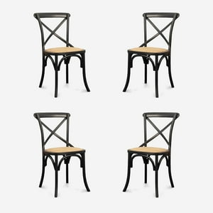 Javimate - Pack 4 Sillas De Comedor Crossback Madera Negro