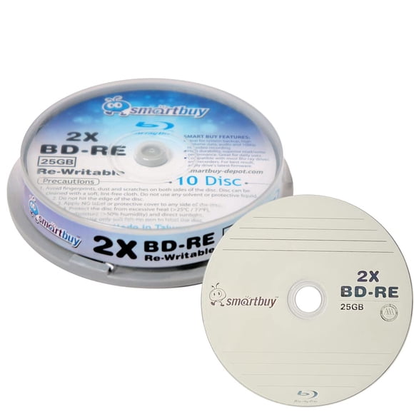 Disco Blu-ray BD-RE Smartbuy, 25 GB, 2 velocidades, azul, paquete de 10