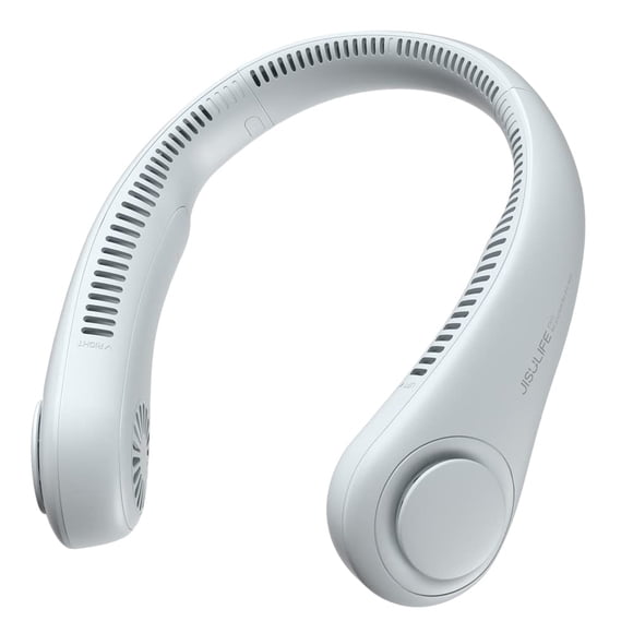 Ventilador de cuello portátil JISULIFE, sin hojas, recargable, 4000 mAh, gris