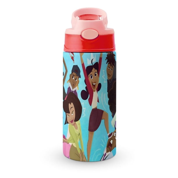 The Proud Family: Más Fuerte y Más OrgullosaBotella de Agua con Tapa Pop Top de Un Toque, Acero Inoxidable, a Prueba de Fugas, para Deportes, Botella Infantil rosa 12 oz
