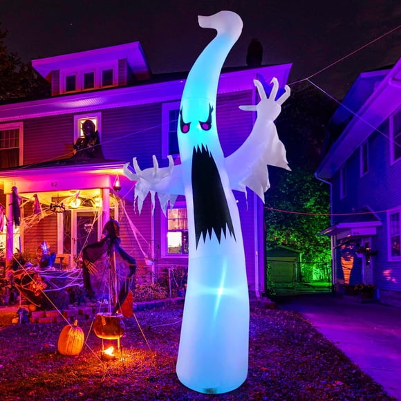 Goosh Ghost inflable para Halloween, 3,7 m, con LED de colores