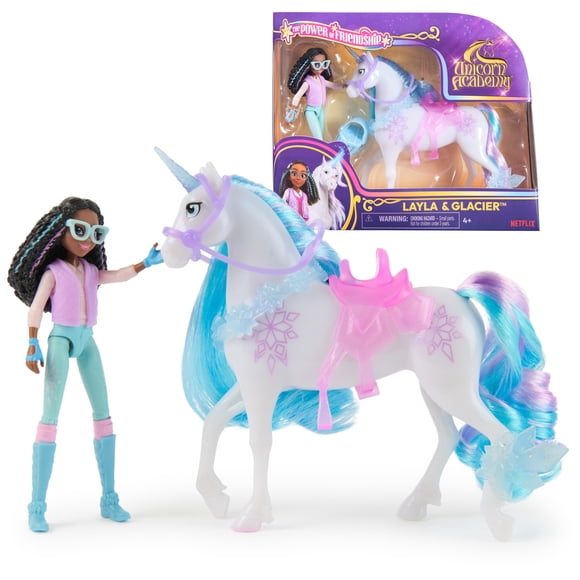 Toy Unicorn Academy Layla & Glacier con sillín y 2 accesorios