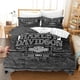 thumbnail image 1 of Juego de ropa de cama Harley Davidson, funda nórdica con temática de club de motociclistas, impresión 3D y 2 fundas de almohada (King: 228 x 264 cm, negro), 1 of 5