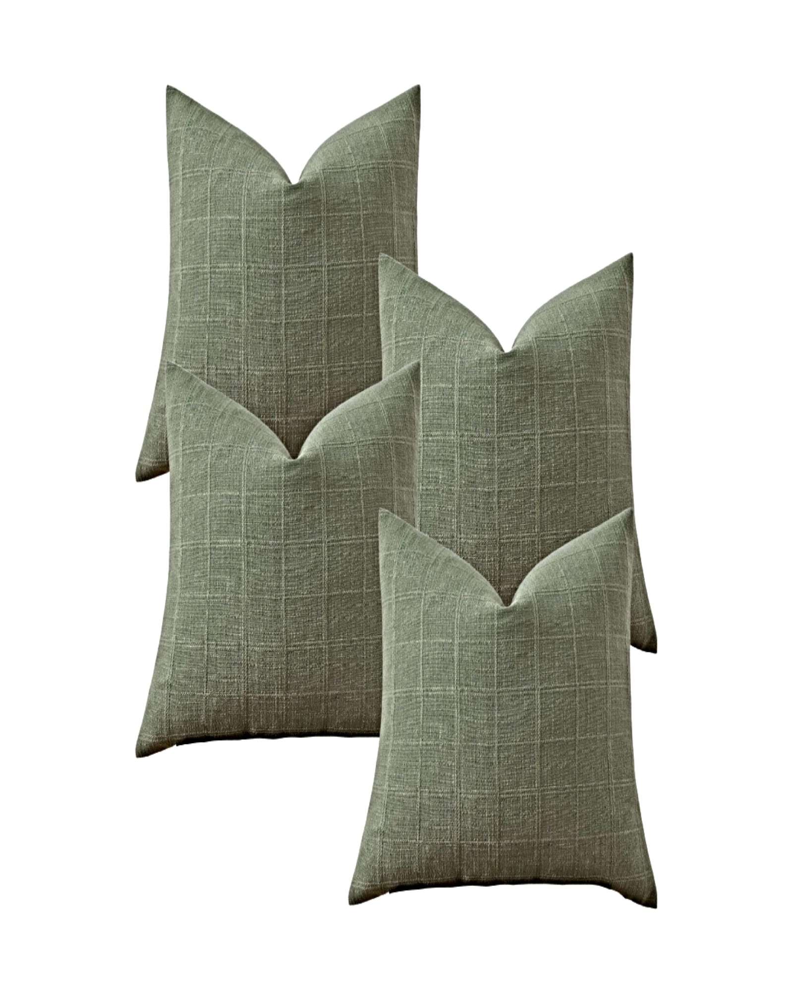 Genérico - Pack De 4 Fundas De Cojin Jacquard Cuadrille 45X45 Cm Verde