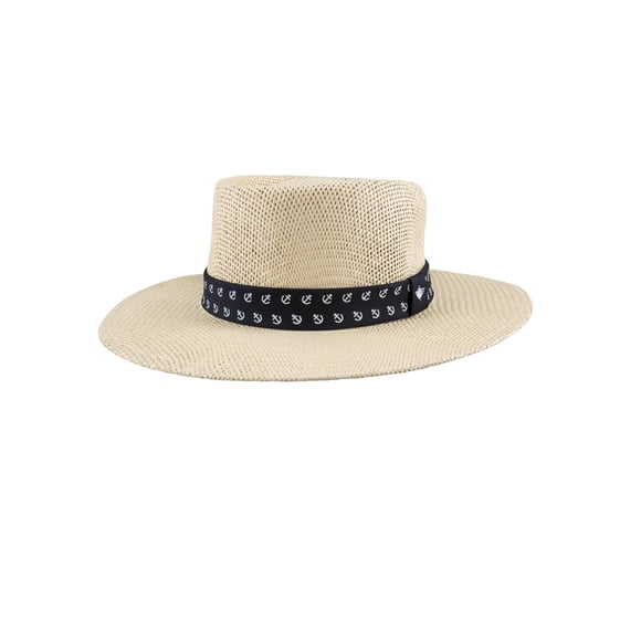 Sombrero Fedora Dockers Straw para hombre, color marrón y azul marino, talla S/M