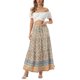 thumbnail image 2 of INSPIRE CHIC Falda Maxi de Verano para Mujer con Cintura Alta Elástica, Volantes, Estampado Floral Bohemio, Línea A, Bolsillos, Talla XL, Beige, 2 of 6