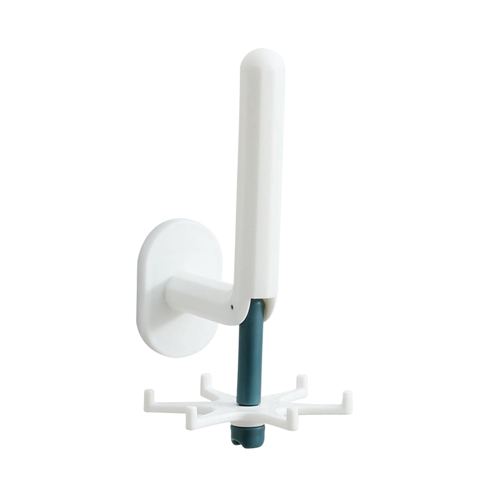 Magideal - Utensilio De Cocina Montado En La Pared Gancho Ganchos De Pared Ganchos Giratorios 6 Ganchos Gancho De Puerta Para Habitación Puerta De Baño Gabinete Blanco Y Azul