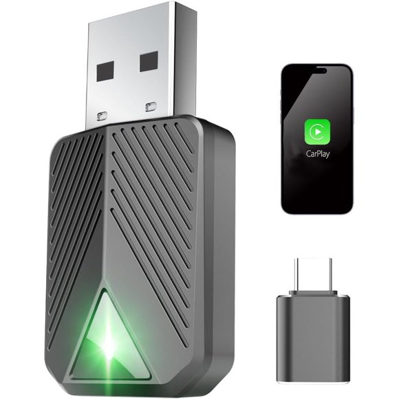 Adaptador CarPlay CAENEEDER Inalámbrico Plug & Play Negro