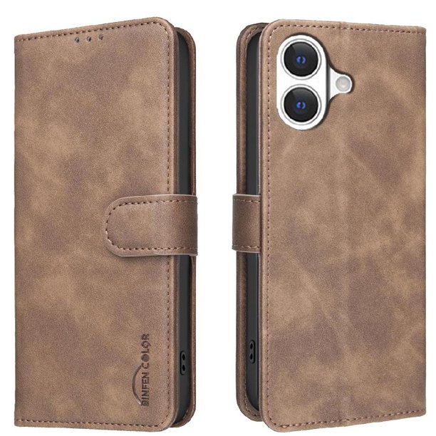 Funda Billetera para iPhone 17 Protección RFID y Soporte Ajustable Marrón
