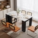 thumbnail image 2 of TREXM Extendable Dining Table with 3 Removable Middle Leaves, Mobile Rolling Island Table with Power Outlet, Saving-space Cabinet with Storage for Dining Room and Living Room (BLACK AND MARBLE WHITE), 2 of 3