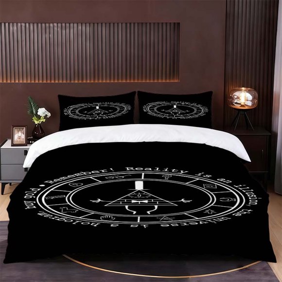 Bill Chaos Symbol Art Themed Bedding Set Including Duvet Cover And Pillowcases. Soft And Comfortable